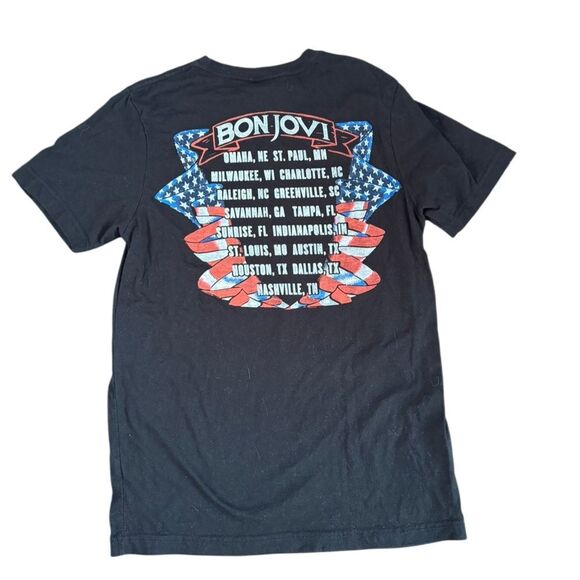 Bon Jovi Black Band Tee Graphic T Shirt 100% Cotton Size Medium - Picture 4 of 5